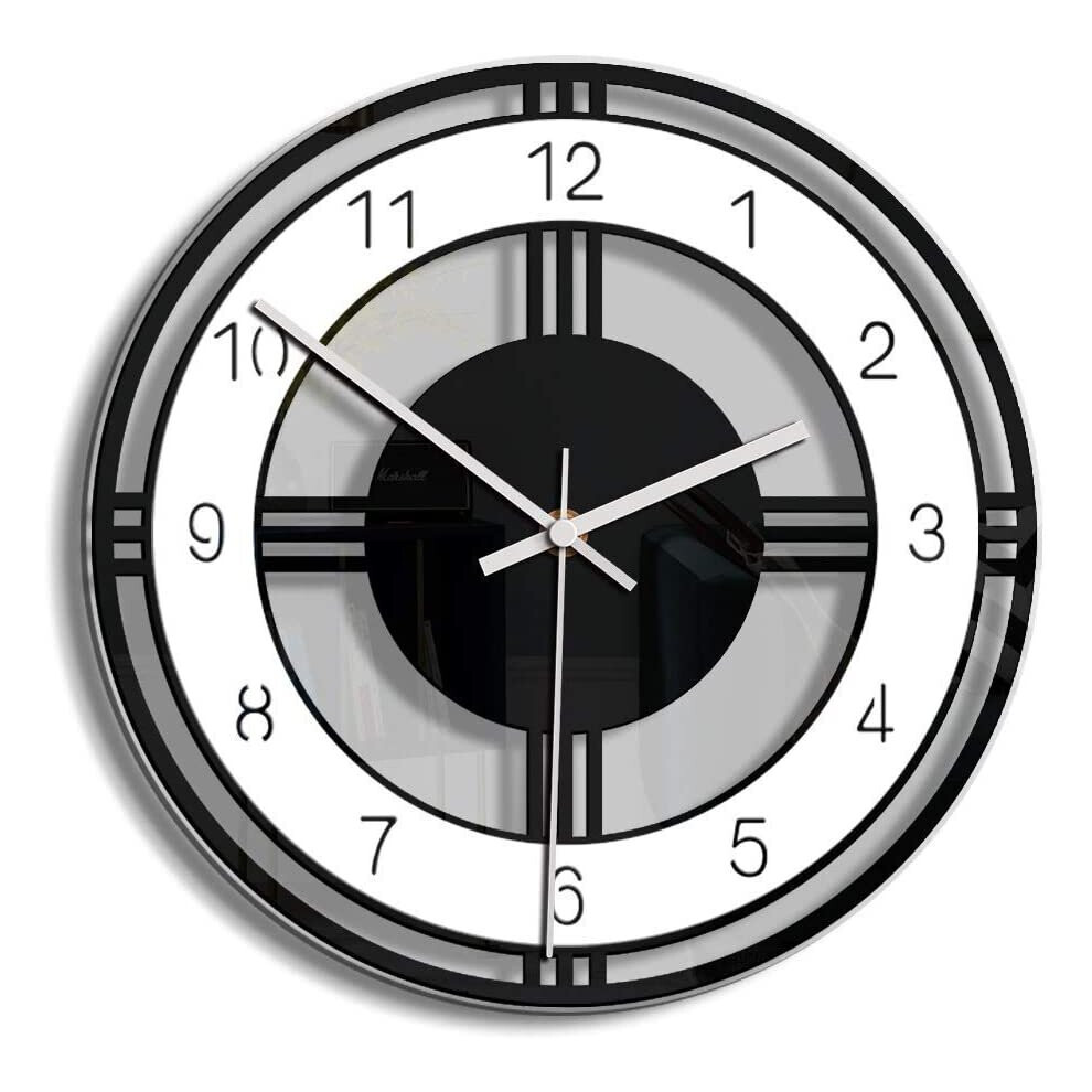AVEKI Silent Wall Clock, 11 inch Non Ticking Acrylic Irregular Round Wall Clock with Battery Operated and No Glass Cover for Living Room/Bedroom/Kitch