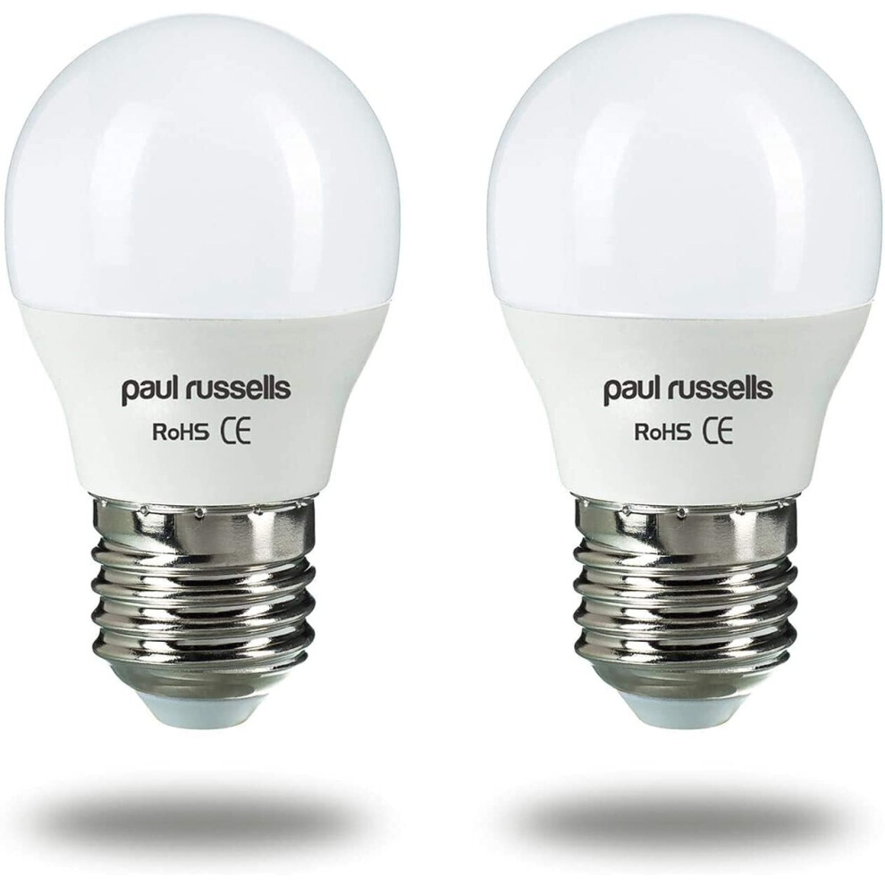Paul Russells 2 Pack 7w=60w Golf LED Light Bulbs E27 ES Edison Screw 7W Small Globe G45 270 Beam Lamp 6500K Day Light 60W Incandescent Replacement