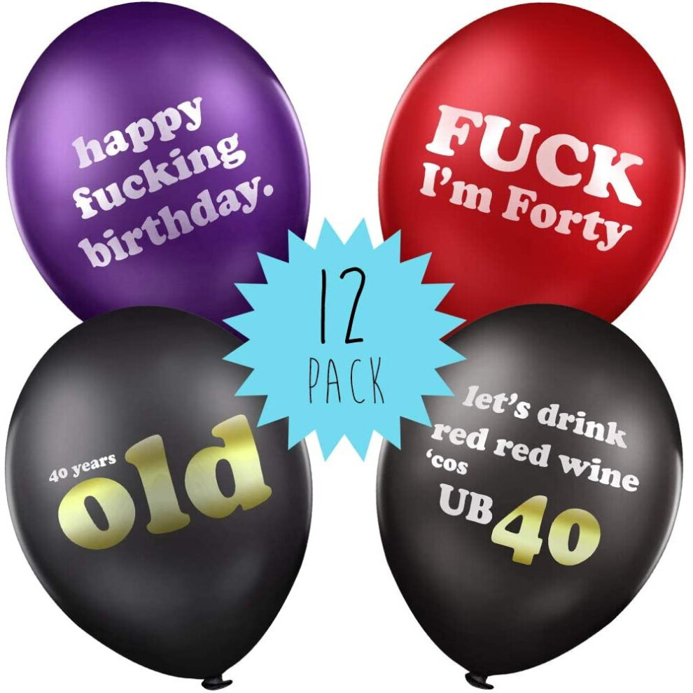 40th Birthday Balloons - Pack of 12 funny rude lockdown birthday balloons gift idea for 40th birthday party decorations