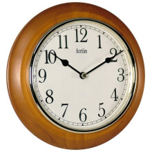 Acctim 24170 Maine Wall Clock - Cherry Wood Case, Gold Bezel, Quartz Movement, Clear Dial