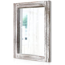 AAZZKANG Wood Mirror with Frame Rustic Wall Mirror Rectangle Decorative Farmhouse Bedroom Bathroom Hanging Mirror Home Wall Decor