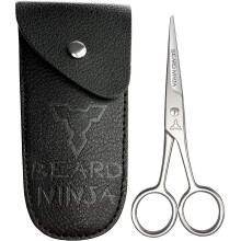 BEARD NINJA - Professional Beard Scissors for Men. Moustache & Beard Trimming Scissors +PU Leather case. Beard Grooming kit. Sharp Scissor - Precise S