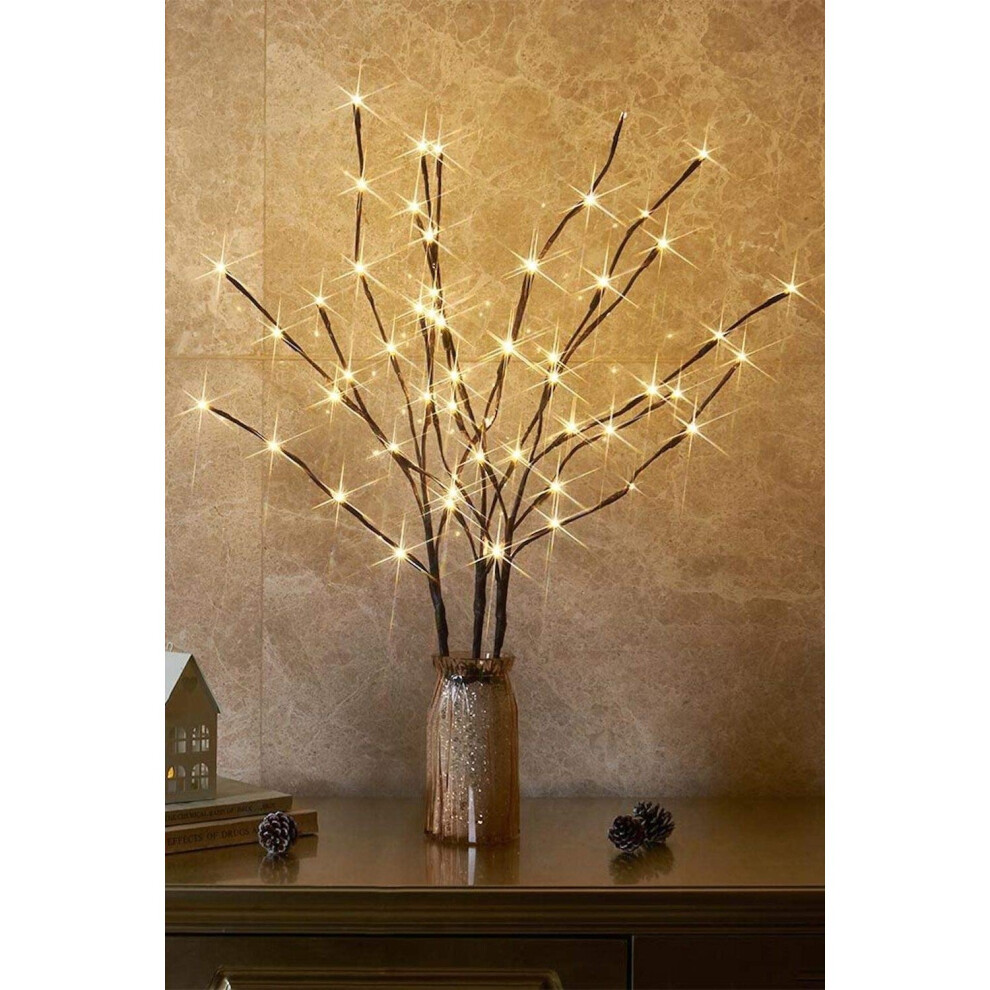 EAMBRITE 3PK 76cm Home Decorative Twig Lights Garden Stake Branch Lights with 60 Warm White LEDs Mains Powered Lighted Branches for Spring Decor Outdo