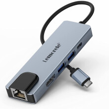 USB C Hub, Lemorele 5-in-1 USB C Hub with Ethernet, USB C Multiport Adapter with 4K HDMI, RJ45 Ethernet, 2 USB Ports, 100W PD Charging for MacBook Pro