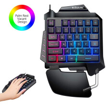 LINGSFIRE One Handed Keyboard, Wired 35 Keys Rainbow LED Backlit Half Gaming Keyboard, Ergonomic Mini Mechanical Keyboard Single Handed Gaming Keypad