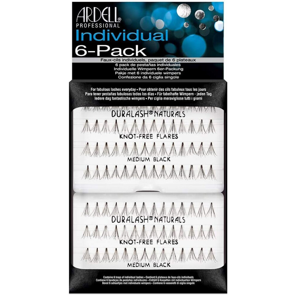 ARDELL Knot-Free Individuals Eye Lashes, Medium, Black, Pack of 6