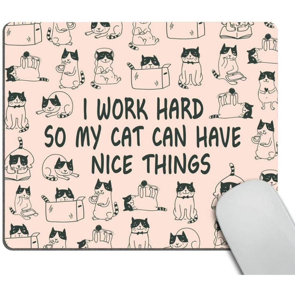 Wasach Mouse Pad Mousepad Cat Mouse Pad Funny Coworker Gift Office Supplies Cat Lover Gift Office Desk Accessories Cubicle Decor Cute - I W Pink/Peach 4876573694207