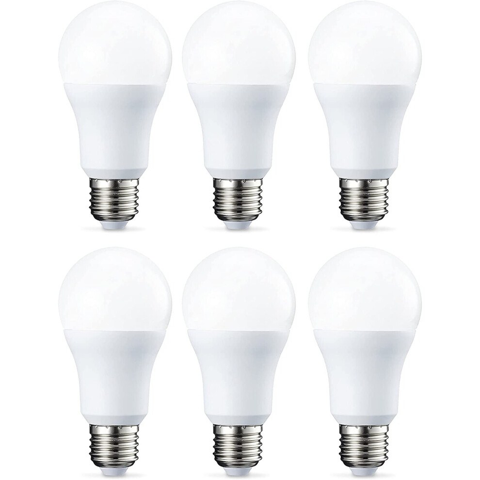 Amazon Basics LED E27 Edison Screw Bulb, 10W (equivalent to 75W), Cool White - Pack of 6