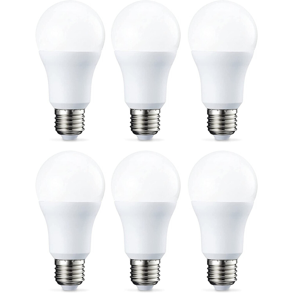 Amazon Basics LED E27 Edison Screw Bulb, 10W (equivalent to 75W), Cool White - Pack of 6