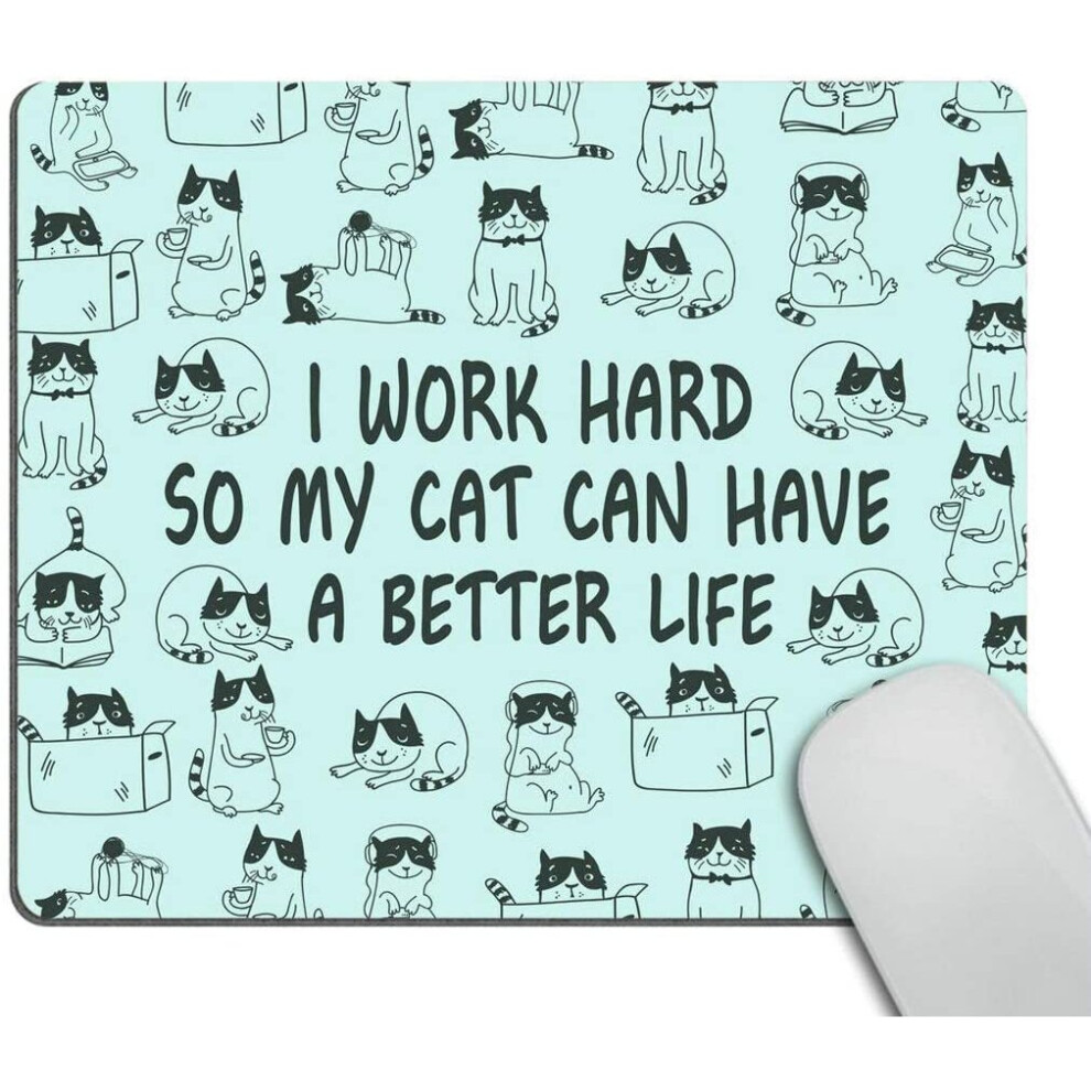 Wasach Mouse Pad Funny Cat Mousepad New Job Gift Office Decor Cat Mouse Pad Cat Lady Gift For Coworker Cubicle Decor Office Supplies Cute Fun - I Work 4876573694191
