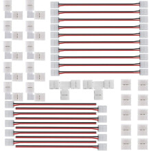 FSJEE 2Pin 8MM LED Connector Kit Includes 10X Strip to Strip Jumper,10X Strip to Adapter,10X Gapless Connectors for 3528/2835 LED Strip