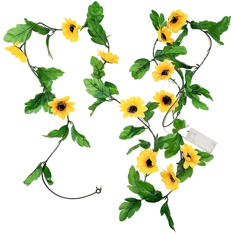 Esoes Battery Operated Sunflower Fairy Lights - 2M/20 Led String Lights - Decorative Artificial Flower Garland For Outdoor Indoor Home Bedroom Patio Garden