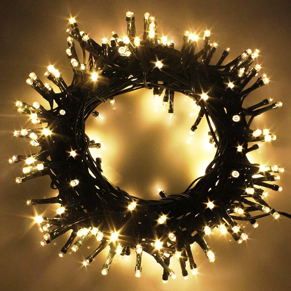 YOSION 100-1000 LED String Fairy Lights On Dark Green Cable with 8 Light Effects, Ideal for Christmas Tree, Xmas, Party,Wedding,ETC (Warm, 100 LEDs)