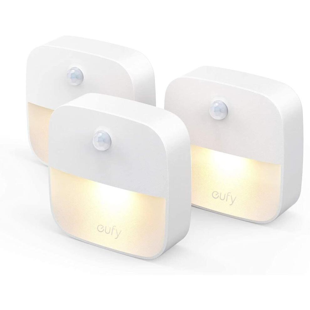 eufy by Anker, Lumi Stick-On Night Light, Warm White LED, Motion Sensor, Bedroom, Bathroom, Kitchen, Hallway, Stairs, Energy Efficient, Compact, 3-pac