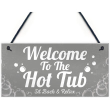 RED OCEAN Welcome Sign Hot Tub Signs And Plaques Garden Signs Summer House Plaque Keepsake
