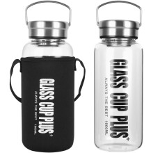 Glass Water Bottle 1 Litre, Sports Cold Water Bottle, LeakProof BPA-Free Borosilicate Wide Mouth Drinking Bottle with Stainless Lid, Strainer, Neopren
