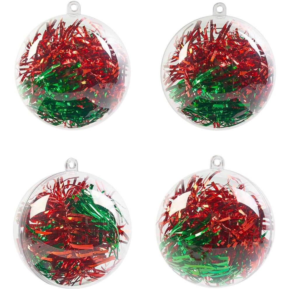 THE TWIDDLERS - 48 Clear 8cm Plastic Fillable Christmas Tree Baubles