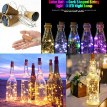 (Warm White, 1PCS) 1/6X 20LED Solar Power Lamp Copper Wire Cork Wine Bottle Fairy String Lights
