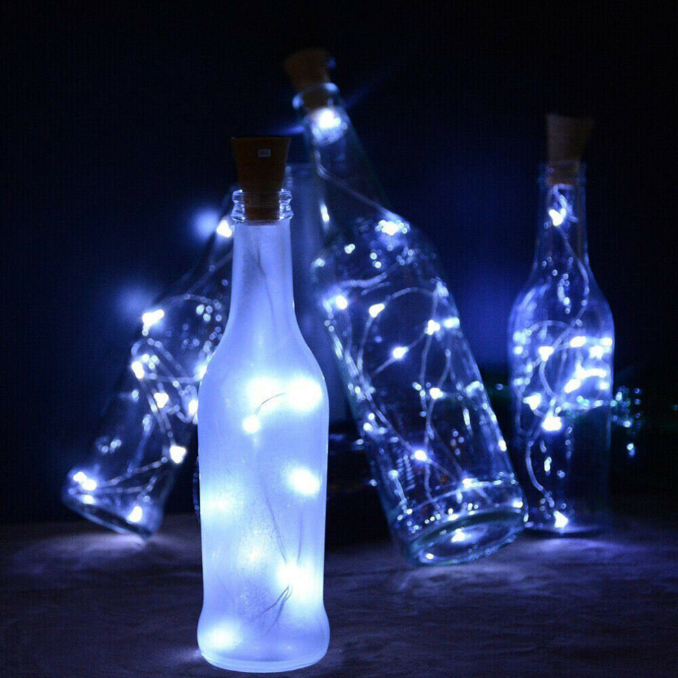 (White, 1PCS) 1/6X 20LED Solar Power Lamp Copper Wire Cork Wine Bottle Fairy String Lights