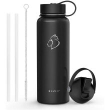 BUZIO Vacuum Insulated Stainless Steel Water Bottle (Cold for 48 Hrs/Hot for 24 Hrs), 1000ml 1800ml Double Walled Wide Mouth Sports Drink Flask with B