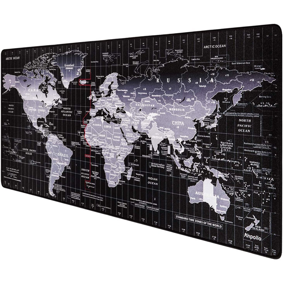 Anpollo Er-94 World Map Xxl Gaming Mouse Pad 900X400x3mm, Extended Non-Slip Spill-Resistant Desk Mat With Smooth Surface And Anti-Fray Edges 653472732018