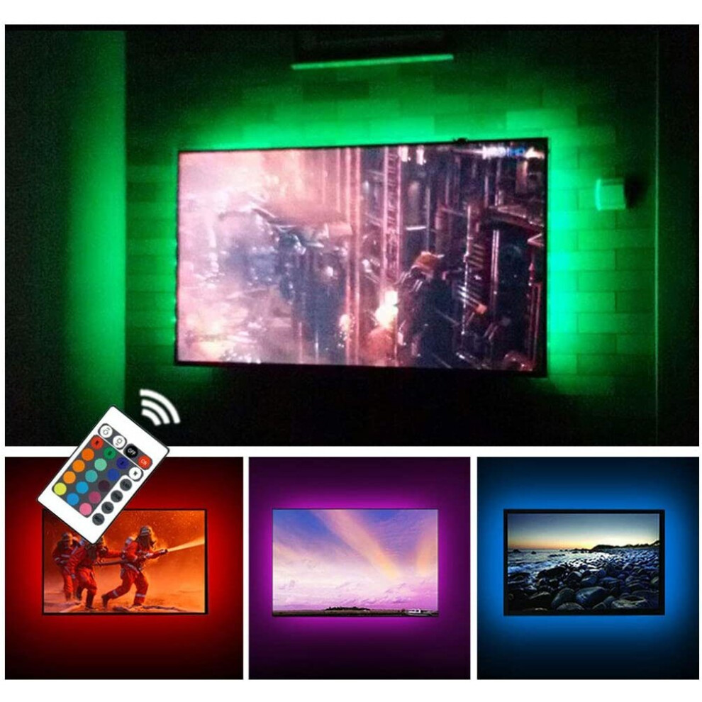 USB TV Backlight LED Strip Lights Kit for 24 to 60 inches Smart TV Sony LG Monitor, HDTV Wall Mount Stand Work Space Gaming Room Decor, LED Bias Ambie