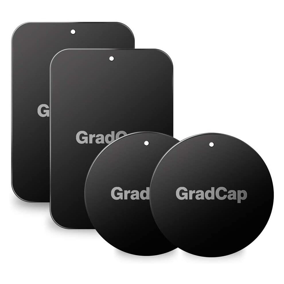 Gradcap Metal Plate For Magnetic Mount Universal Replacement Plate Metal Disc With Strong Adhesive For Car Mounts 2 Rectangle And 2 Round (All ) Black 680580764600