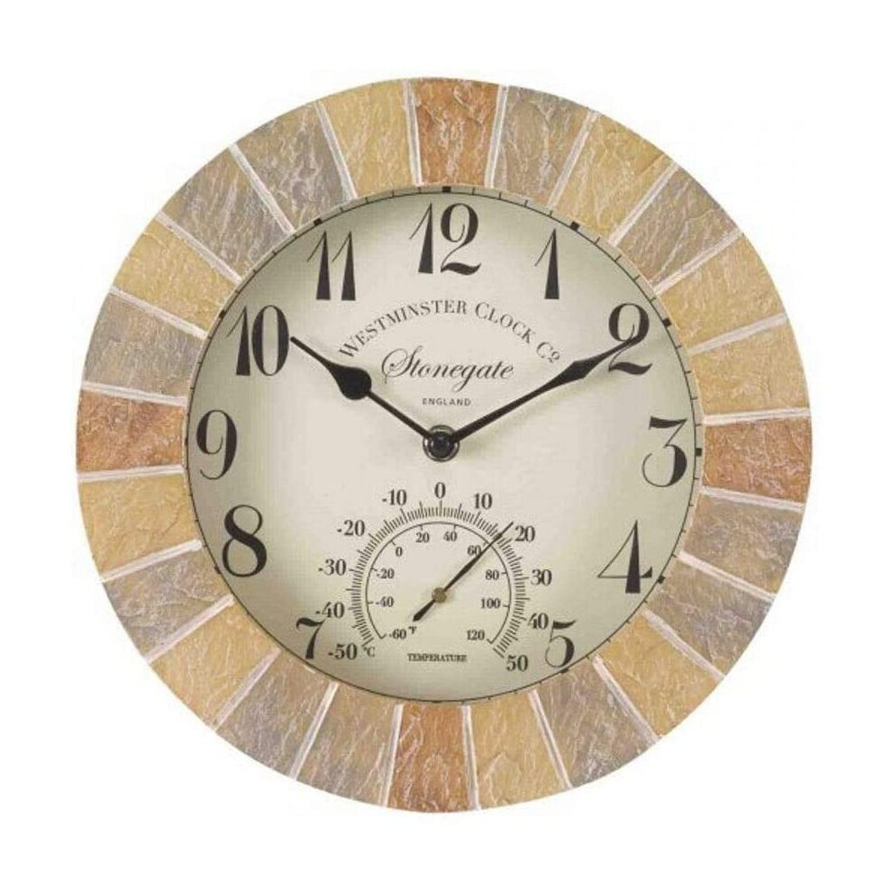 Smart Garden Outside-In Stonegate Sandstone 10in Wall Clock and Thermometer (5065030)