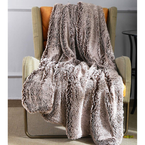 Coastline Super soft Two Tone Faux Fur/Plush Throw Blanket, Decorative