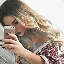 (Wig With hair cap) New Fashion Long Wavy Wig Ombre black/Blonde Synthetic Hair Women's Full Wigs