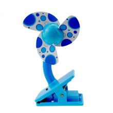 (Blue) Baby Safety Pushchair Car Seat Prams Portable Stroller Clip on Mini Fan Soft Fin Accessories