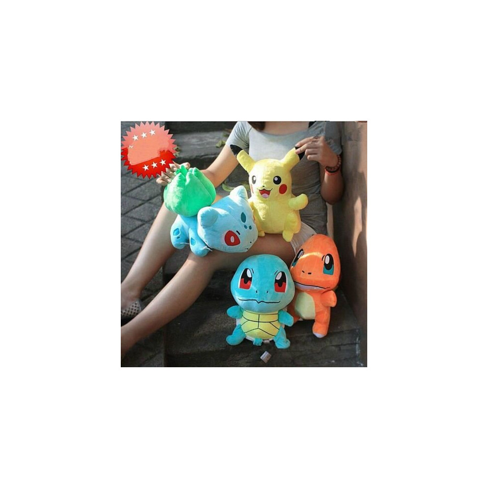 4PCS Set Pokemon Plush Toys Pikachu Bulbasaur Squirtle Charmander Action Set NEW