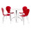 (Red) Kimberley Dining Set - White and Chrome Small 80cm Round Table With 4 Stacking Chairs 1