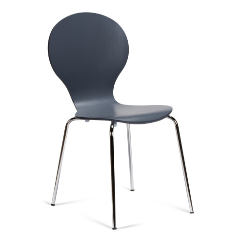 (Slate Grey) Kimberley Dining Set - White and Chrome Small 80cm Round Table With 4 Stacking Chairs 2