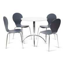 (Slate Grey) Kimberley Dining Set - White and Chrome Small 80cm Round Table With 4 Stacking Chairs