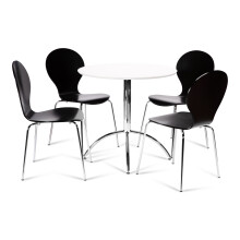 (Black) Kimberley Dining Set - White and Chrome Small 80cm Round Table With 4 Stacking Chairs