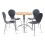 (Slate Grey) Kimberley Dining Set - Natural and Chrome Small 80cm Round Table With 4 Stacking Chairs 1
