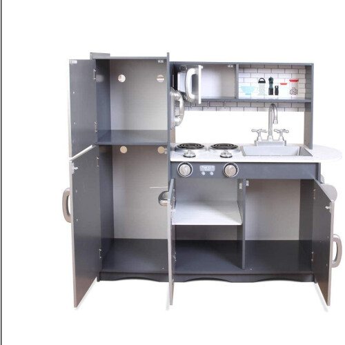 MCC MCC Large Kids Grey/Silver Wooden Kitchen Playset 1