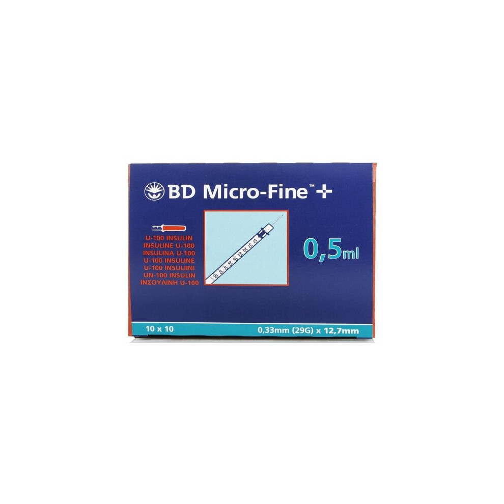 (Pack of 4) 3-4-5x BD Micro-Fine 0.5ml Syringe 0.33mm (29G) x 12.7mm Box of 100