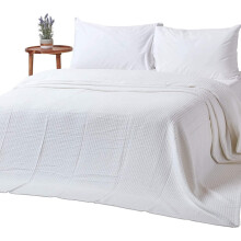 Organic Cotton Waffle Blanket/ Throw White, 228 x 228 cm