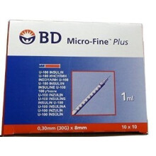 (Pack of 5) 3-4-5x BD Micro-Fine Plus 1ml Syringe 0.30mm (30G) x 8mm Pack of 100