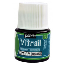 Pintura Vitrais - Pébéo - Azul Turquesa - Frasco 45 ml - Decoração em vidro - Transparente