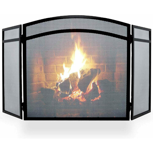 Vintage Decor Classic Black Victorian Arched 3 Panel Fire Screen Guard