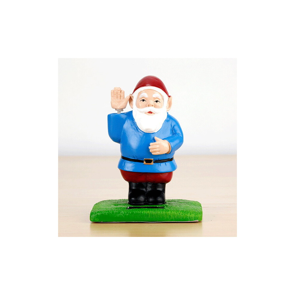 Kikkerland Solar Gnome Waving Novelty Solar Powered Desktop Work Figurine