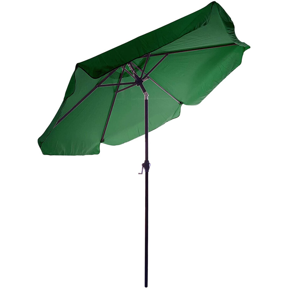 2.2M Aluminium 6 Ribs Round Home Beach Parasol Umbrella With Tilting, Crank & Flap  (Green)