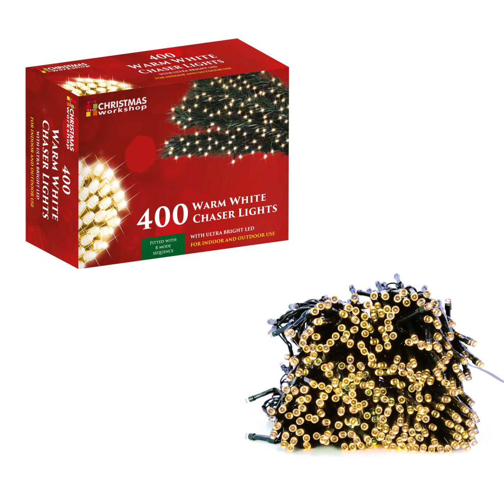 The Christmas Workshop 76180 400 Warm White LED Chaser Christmas Lights