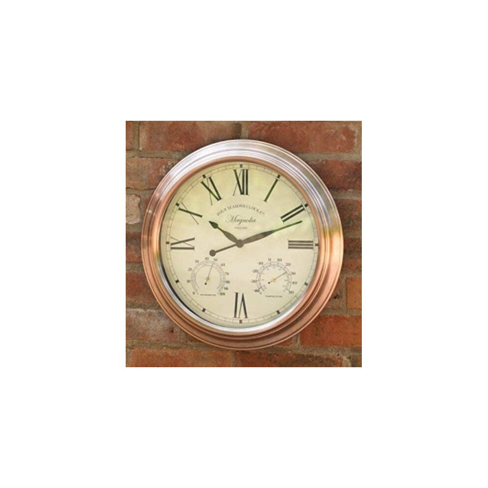 40cm Copper Indoor Outdoor Wall Clock Thermometer Barometer Waterproof