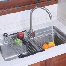 Foldable Silicone Over-the-sink Dish Drying Rack Roll-Up Dish Drainer Chopstick And Dishes Drain Rack Stainless Steel Convenient