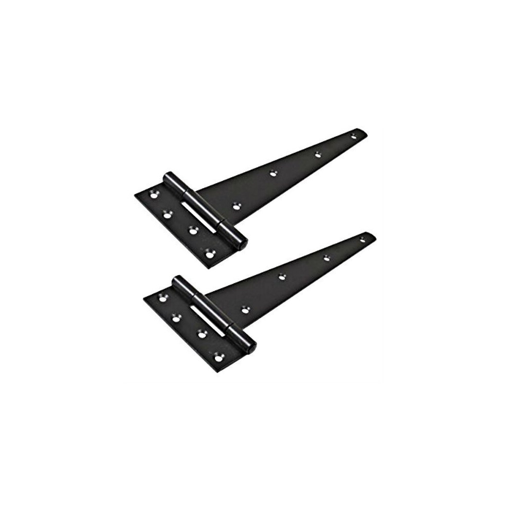 Pair of Heavy Duty Black Metal 6" T Hinges Tee Hinges with Fittings