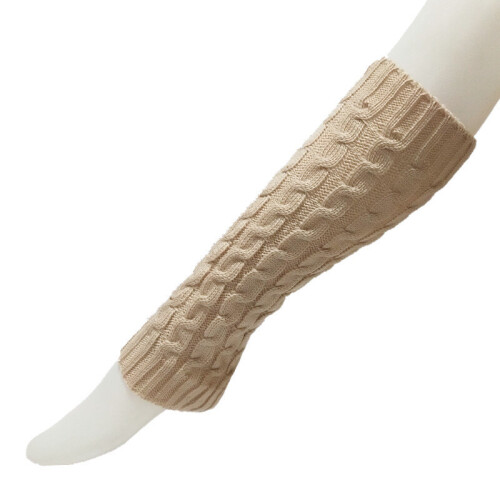 (Beige) Knitted Solid Crochet Leg Warmers Socks